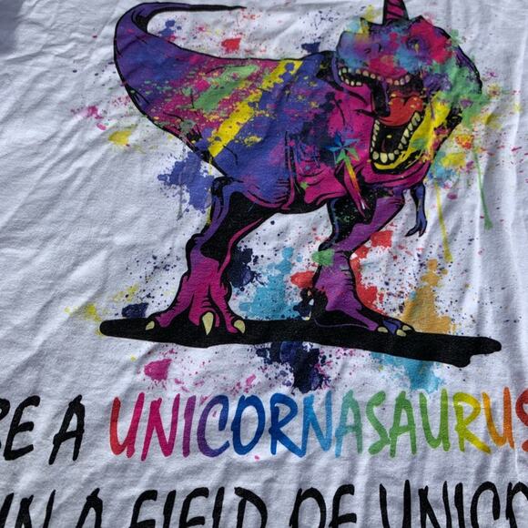 TRex White Unicorn TShirt Size Large - Picture 2 of 4